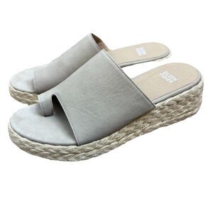 Eileen Fisher Tarry Toe Loop Espadrille Wedge Sandal Neutral Tan Womens Sz 8 EUC
